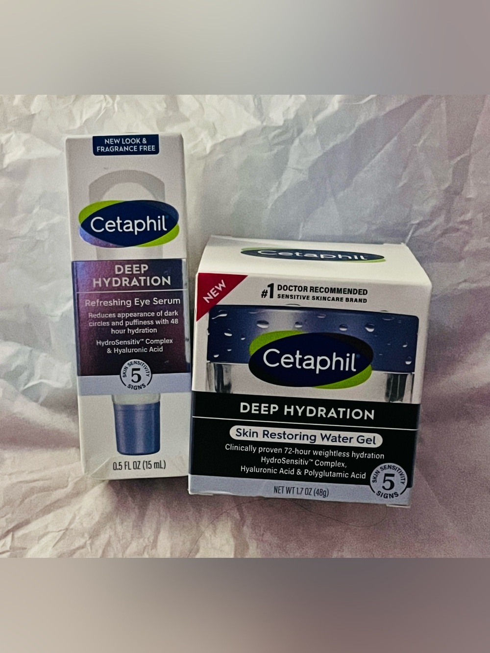 NIB Cetaphil Deep Hydration Refreshing Eye Serum & Skin Restoring Water Gel